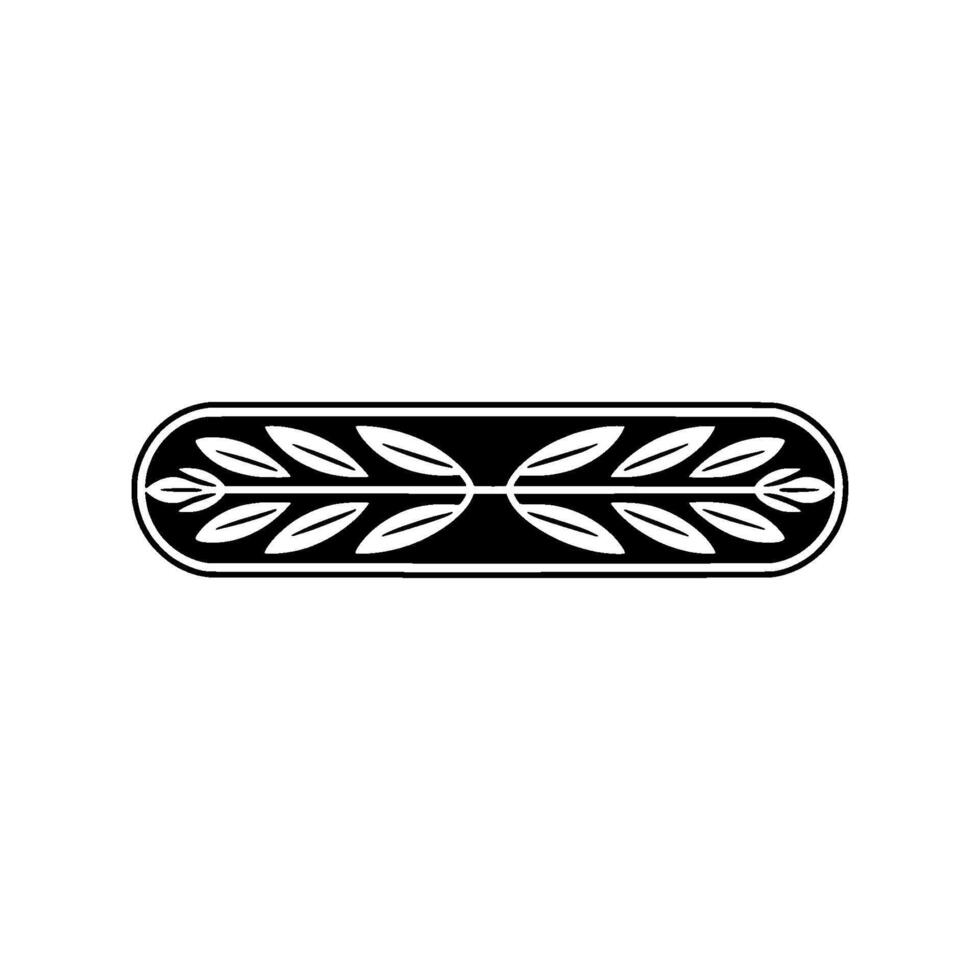 Elegant Black White Botanical Oval , Minimalist, Decorative Element vector