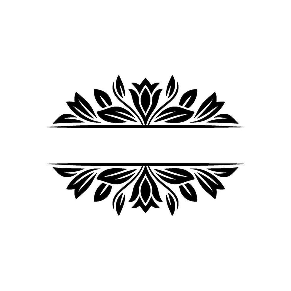 Elegant Floral Frame Black White , , For Invitations Branding vector