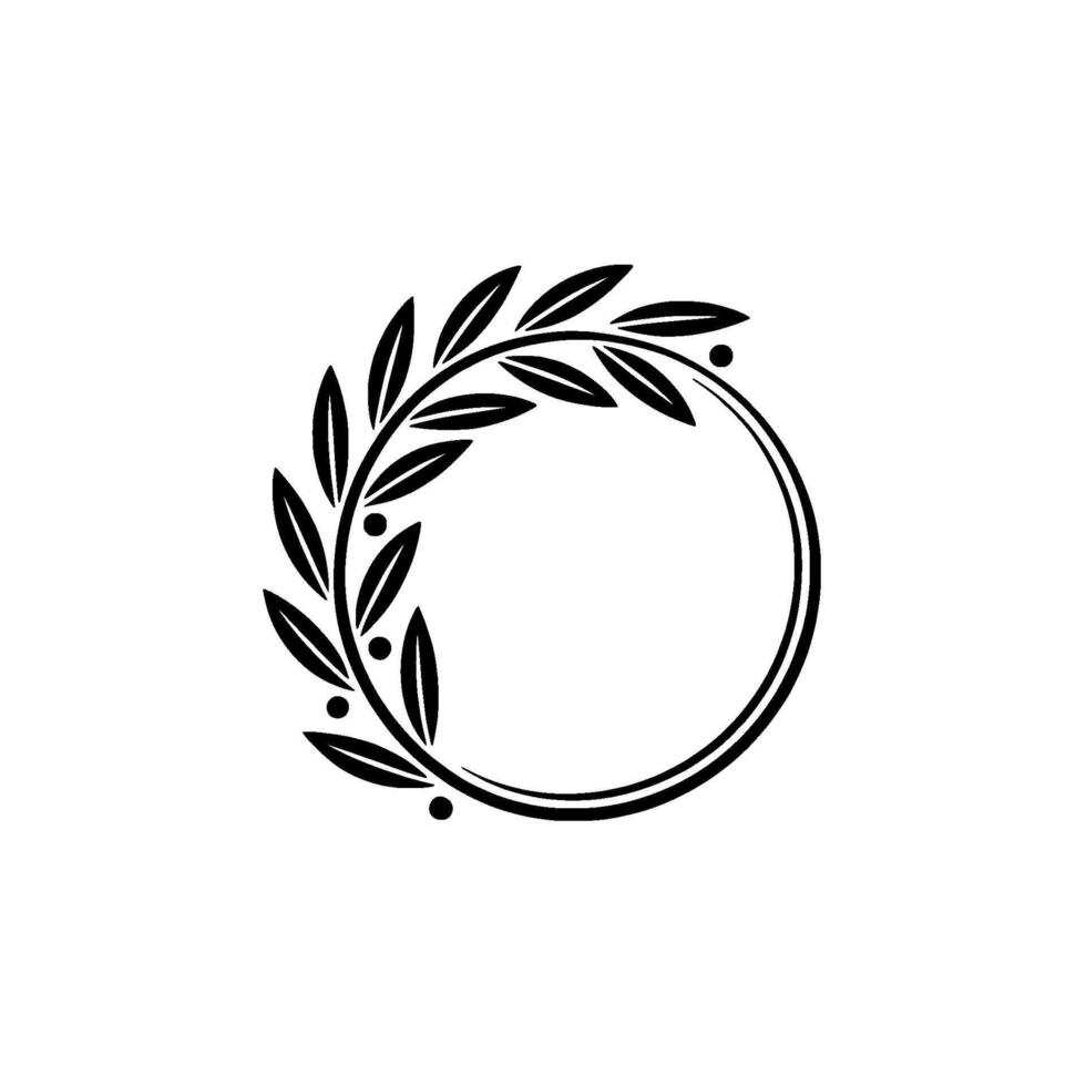Minimalist Olive Branch Wreath on Light Gray Background vector