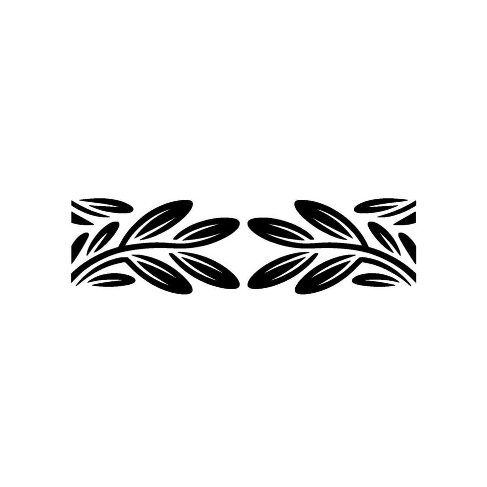 Elegant Black Leaves Border on White, Decorative Element vector