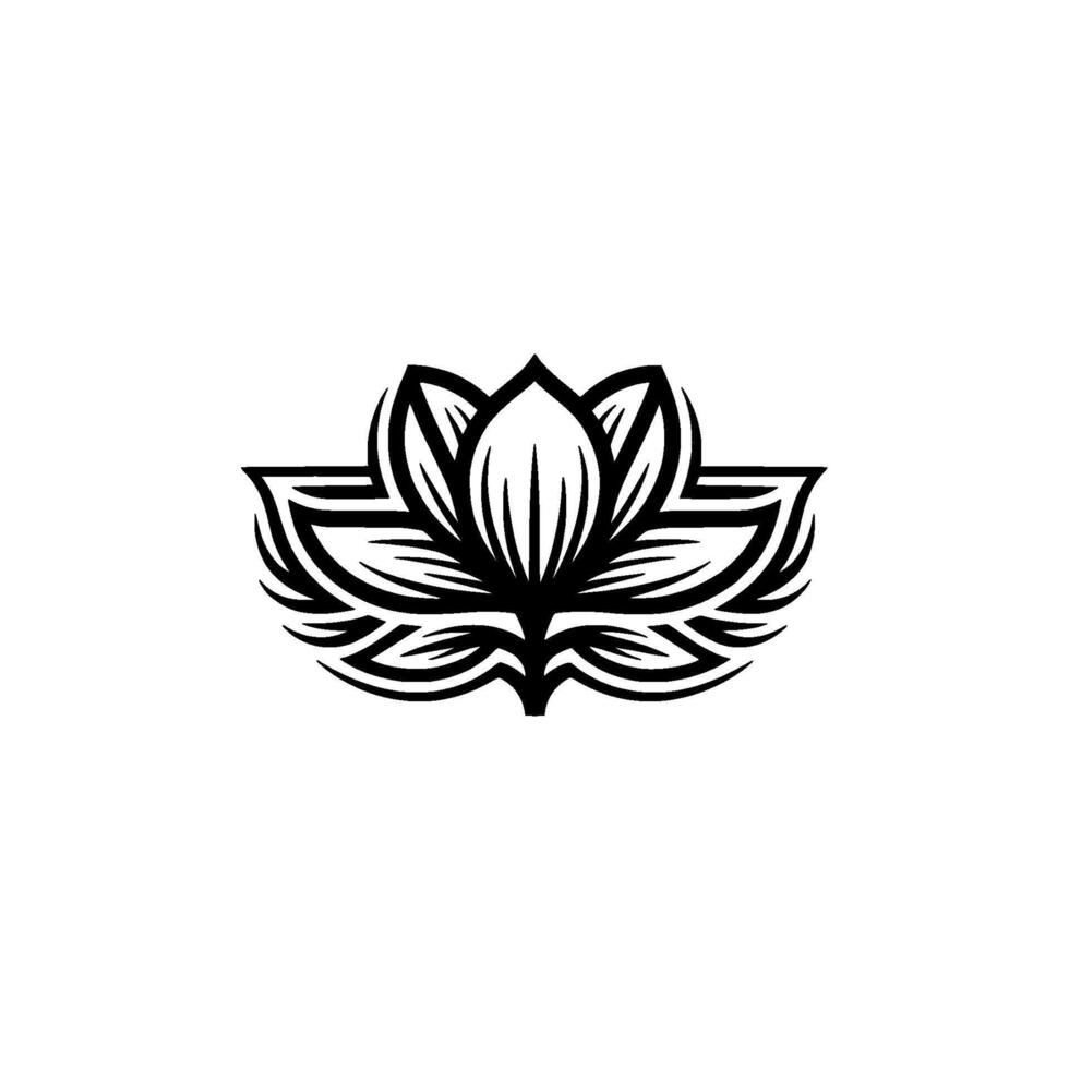 Black White Lotus Flower Minimalist Symbol of Peace Harmony vector