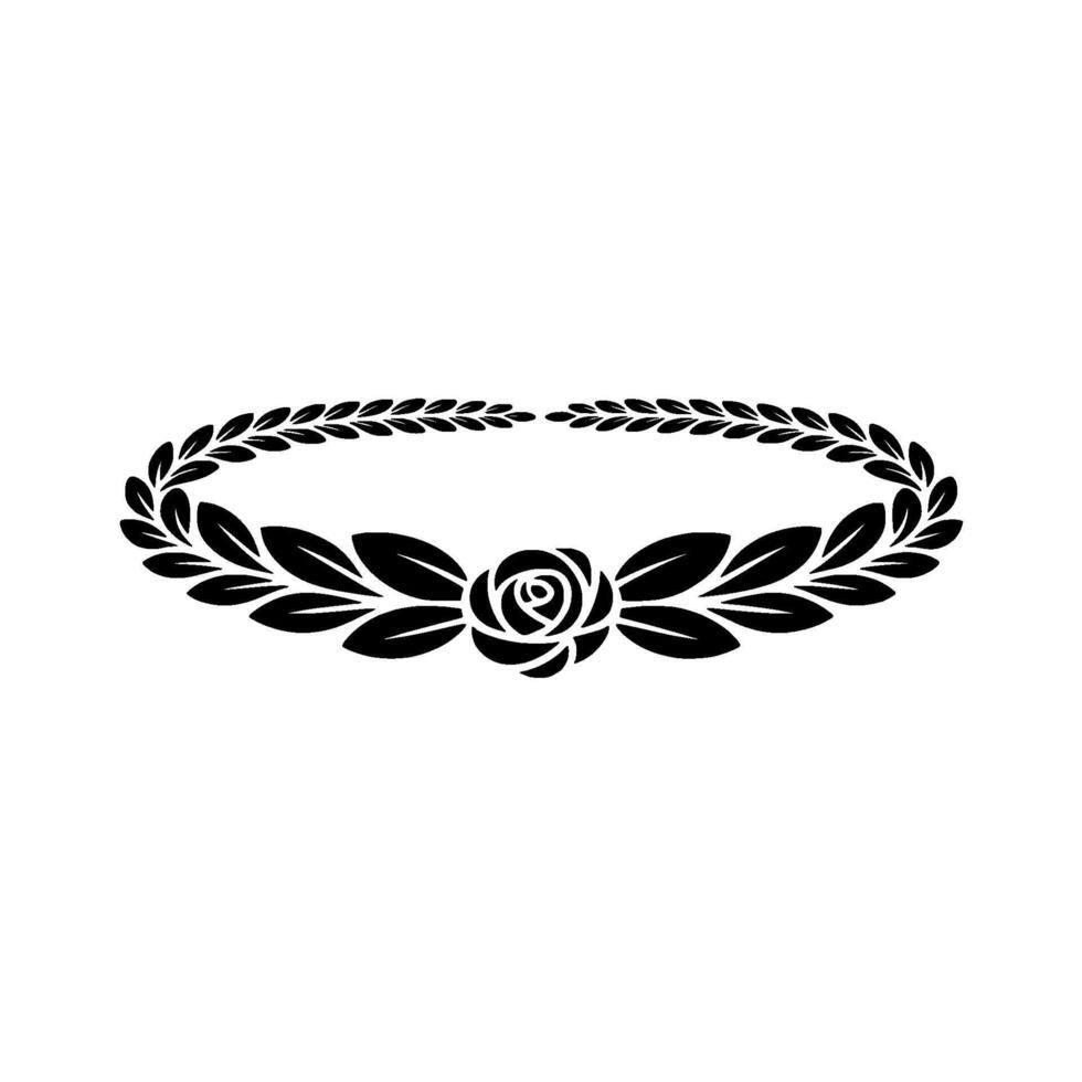 Black White Minimalist Floral Wreath vector