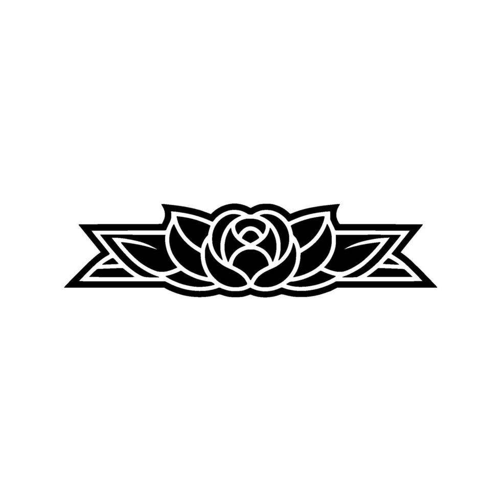Art Deco Rose Border Geometric Floral in Black and White vector