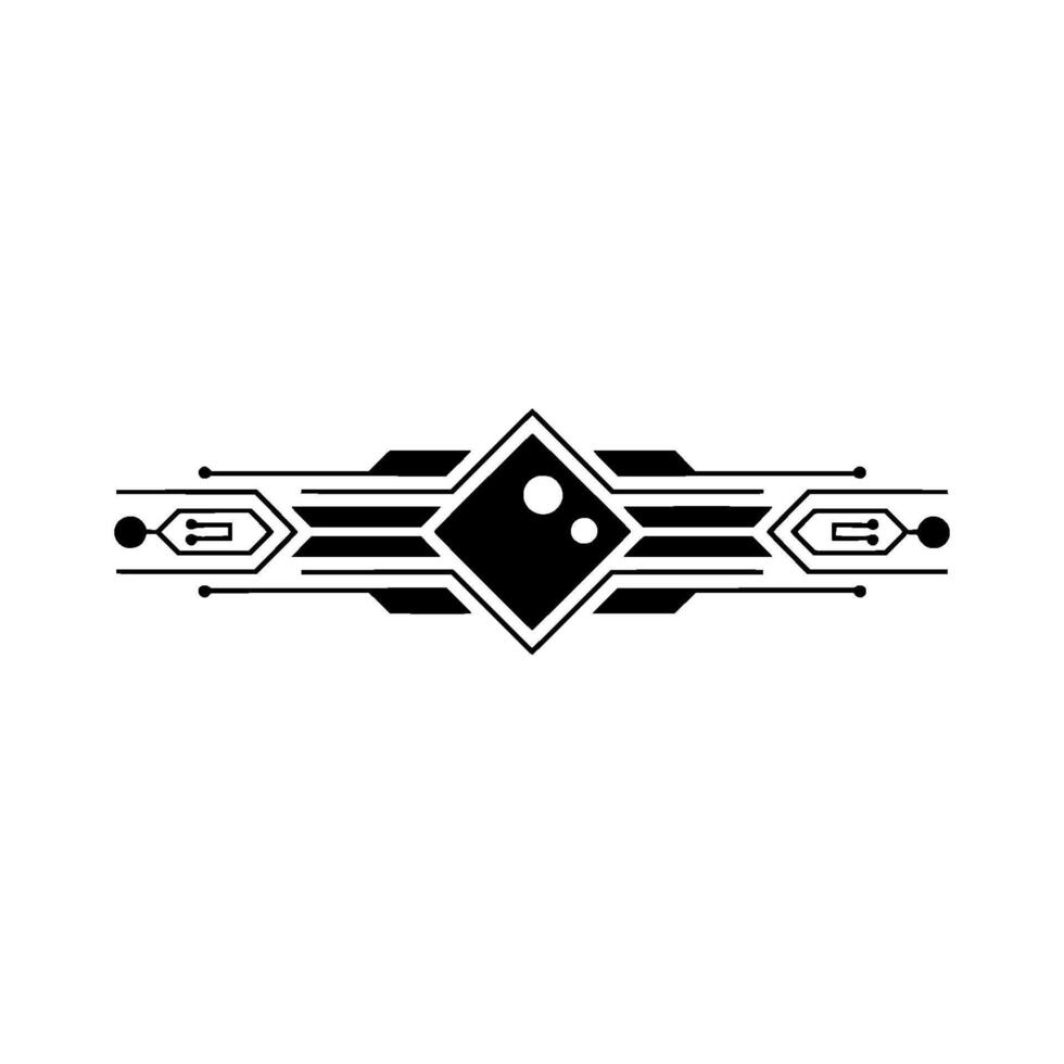 Abstract Tech Ornament Geometric Circuitry on White vector
