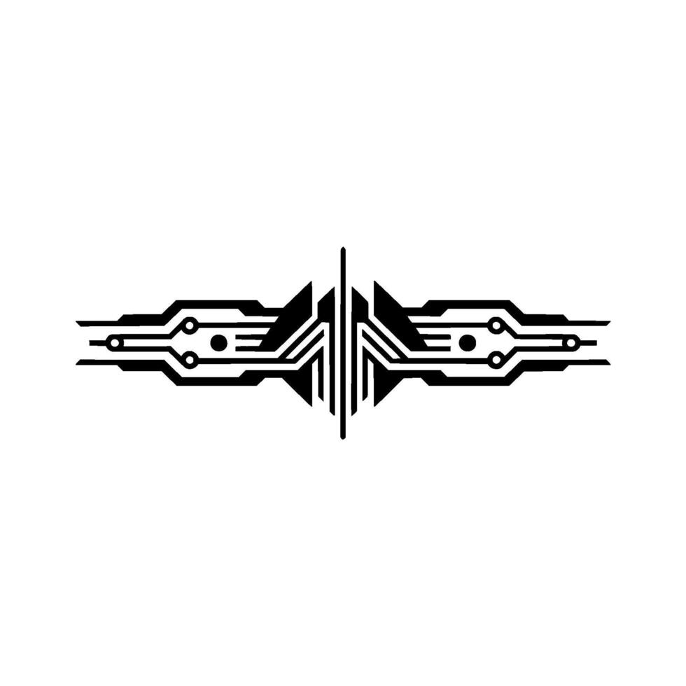 Abstract Circuit Board Element Tech Symbol, Geometric Lines on White vector