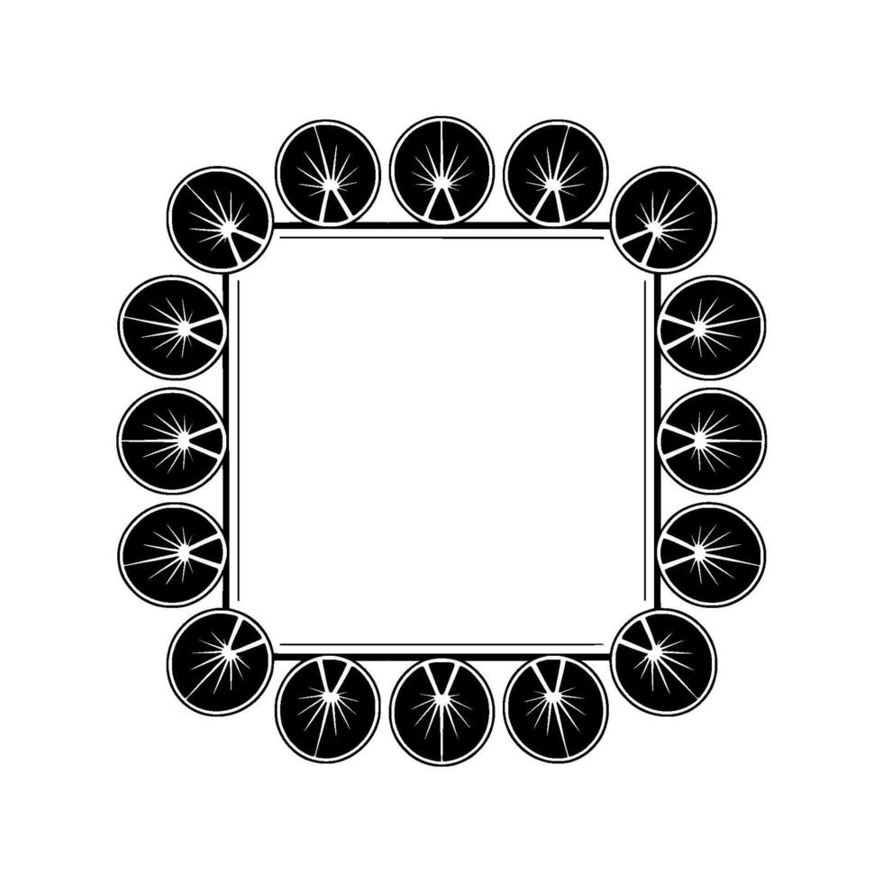 Art Deco Square Frame with Circular Motif Black and White vector