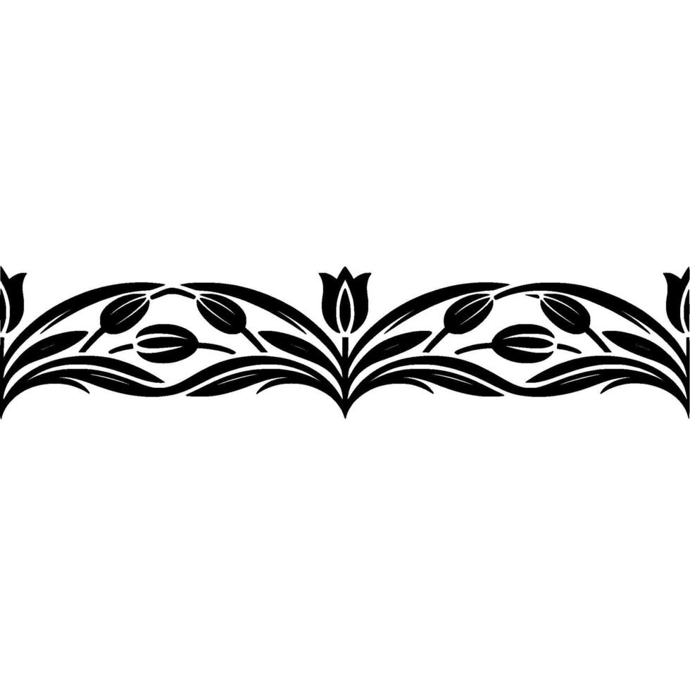 Elegant Black Floral Border Simple, Modern, Seamless Pattern vector