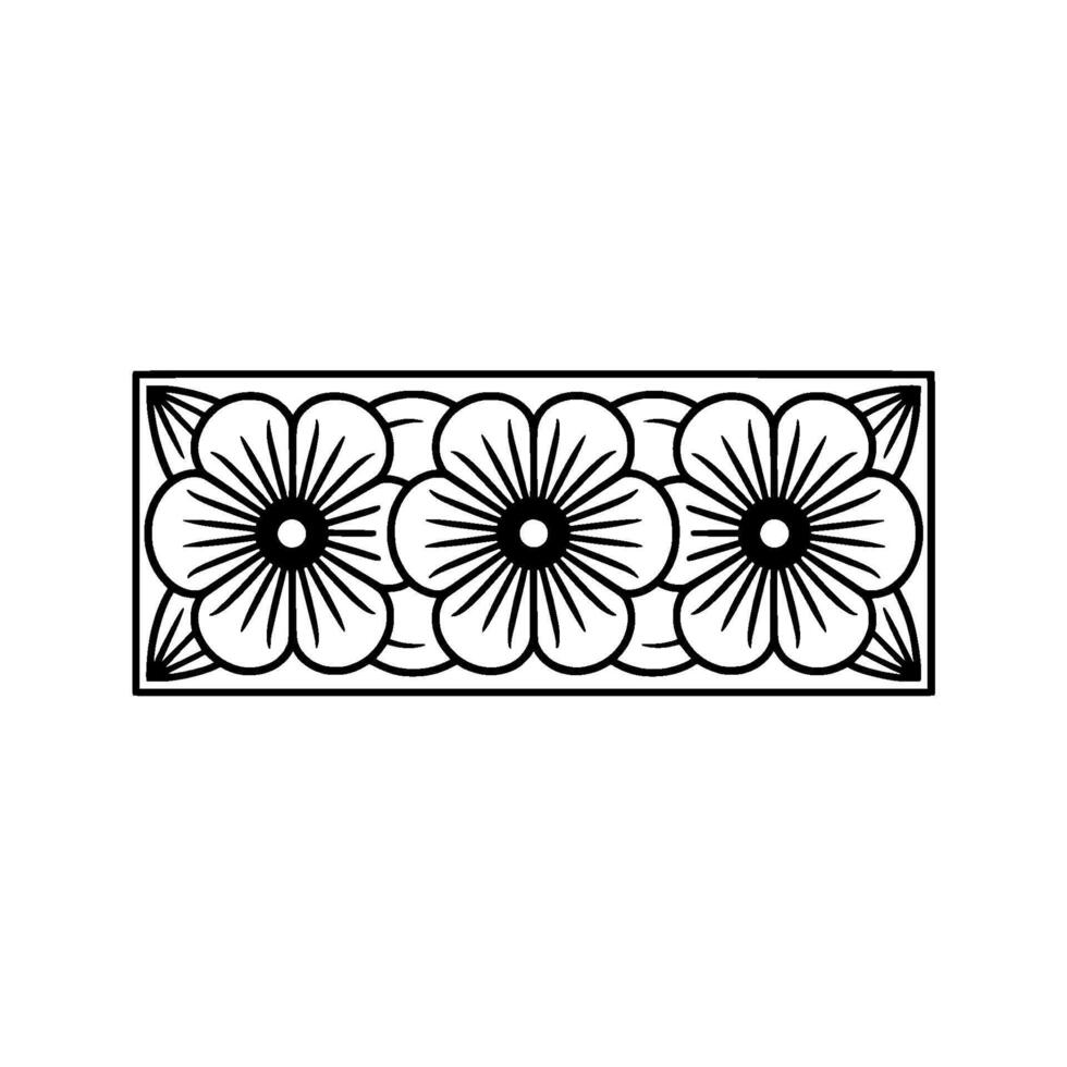 Floral Border Minimalist Black and White Ornament vector