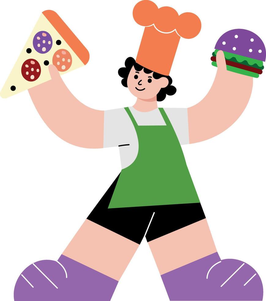 A flat style illustration showing a chef vector