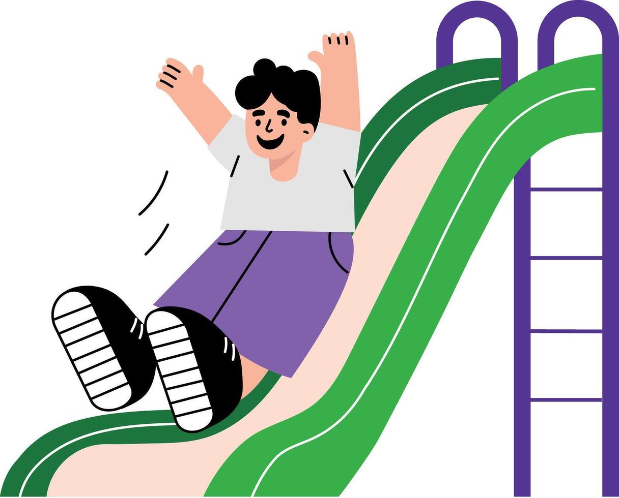A flat style illustration showing kid slides vector