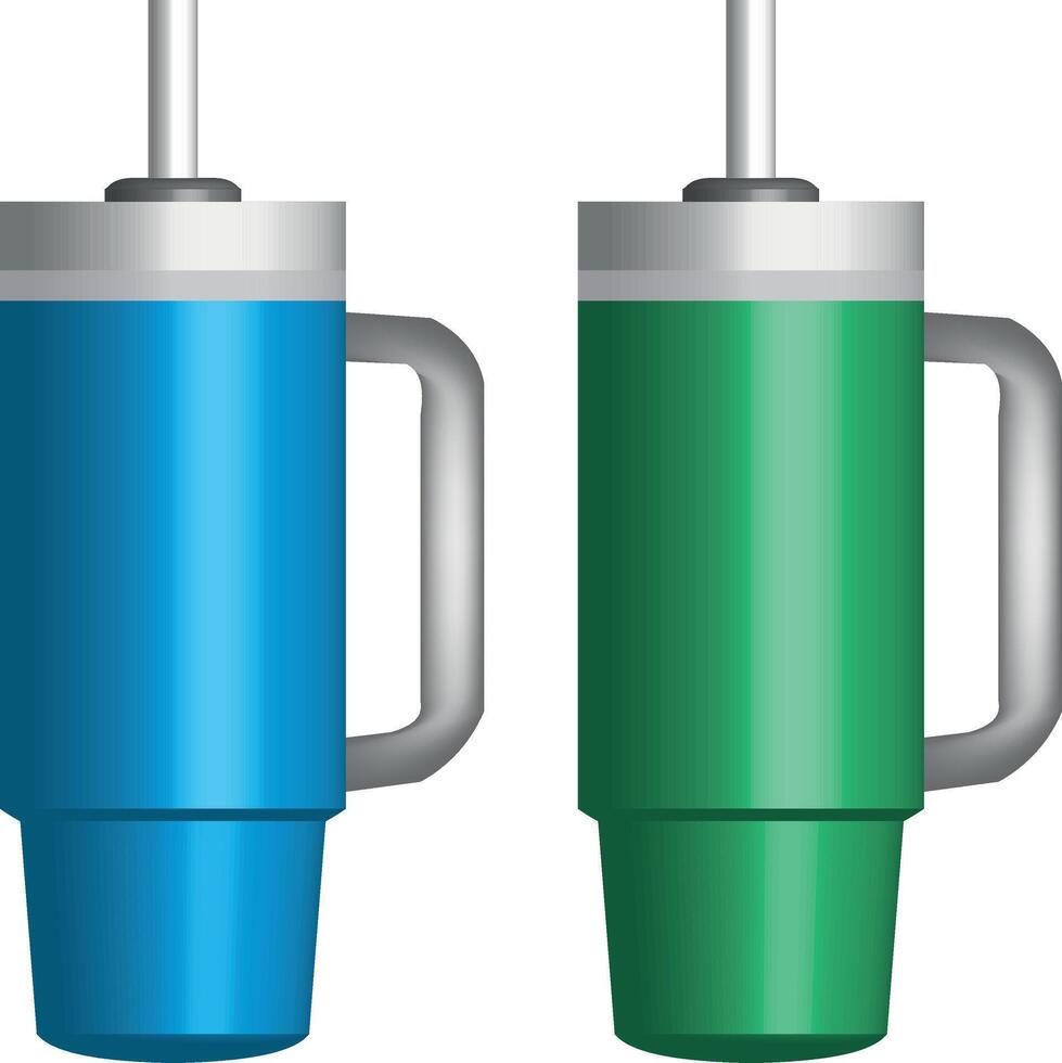 Two different colored plastic cups with lids vector