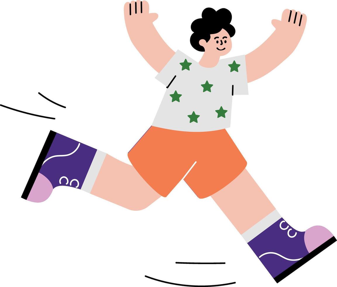 A flat style illustration showing happy kid vector