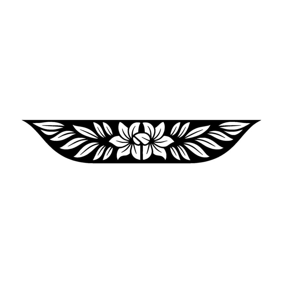 Elegant Lotus Border Black White Floral Ornament on White Background vector