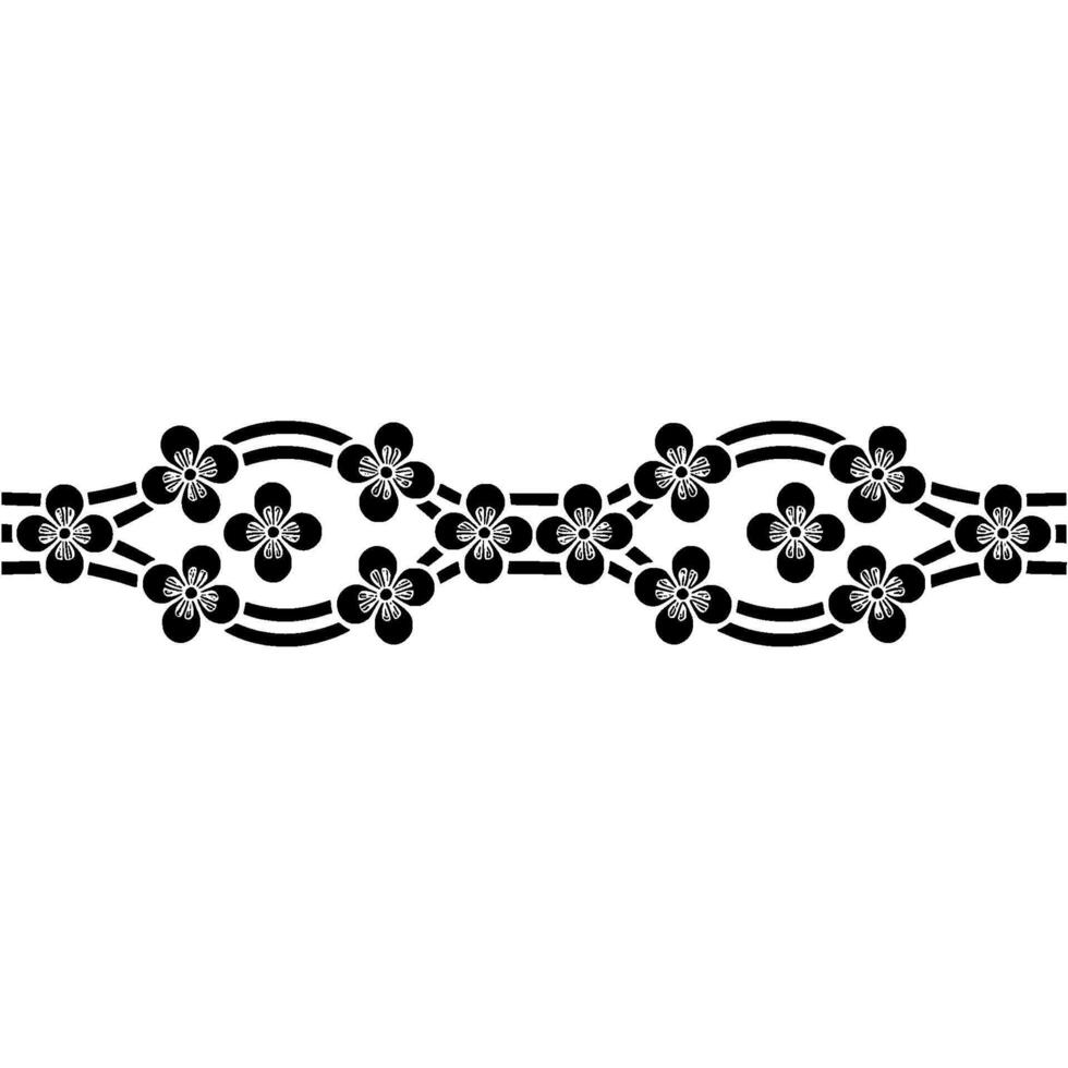Floral Border Pattern in Black and White Minimalist vector