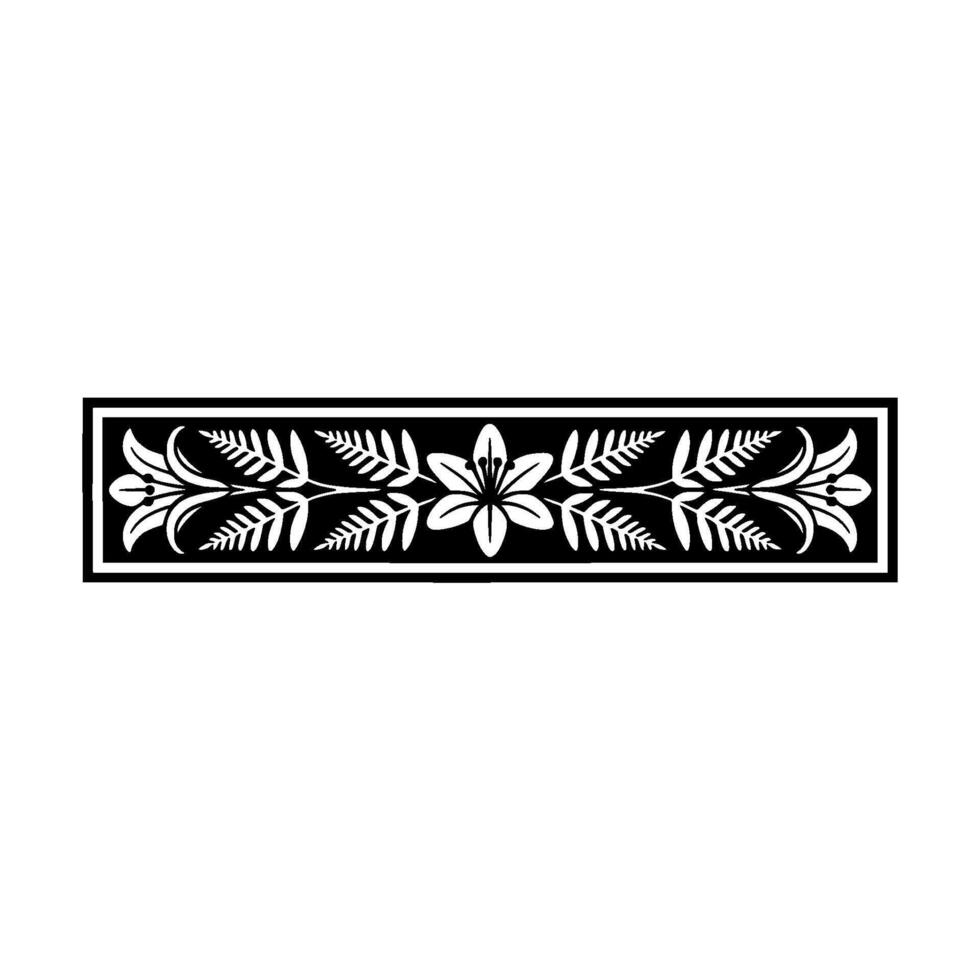 Elegant Floral Border, Black and White Silhouette, Art vector