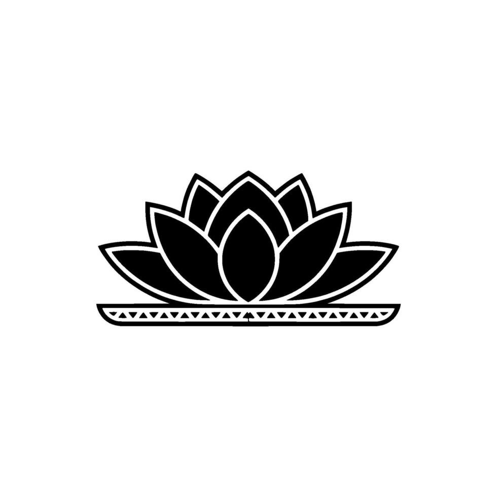 Minimalist Lotus Flower Black White, Geometric, Modern vector