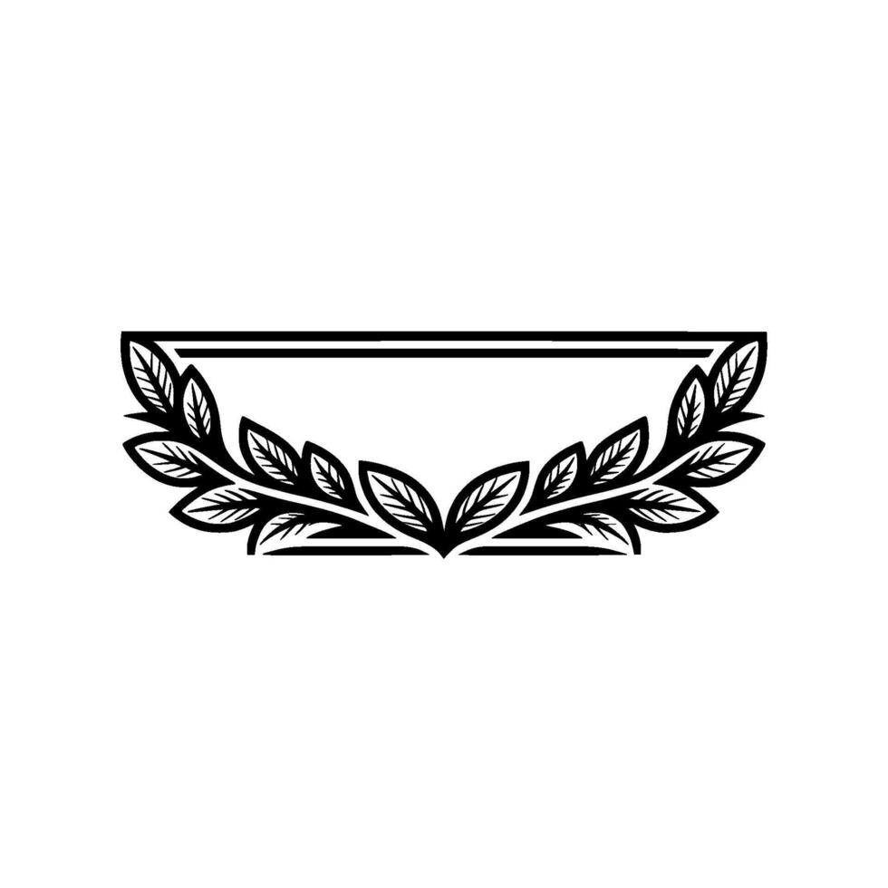 Elegant Laurel Wreath Frame in Black White, vector