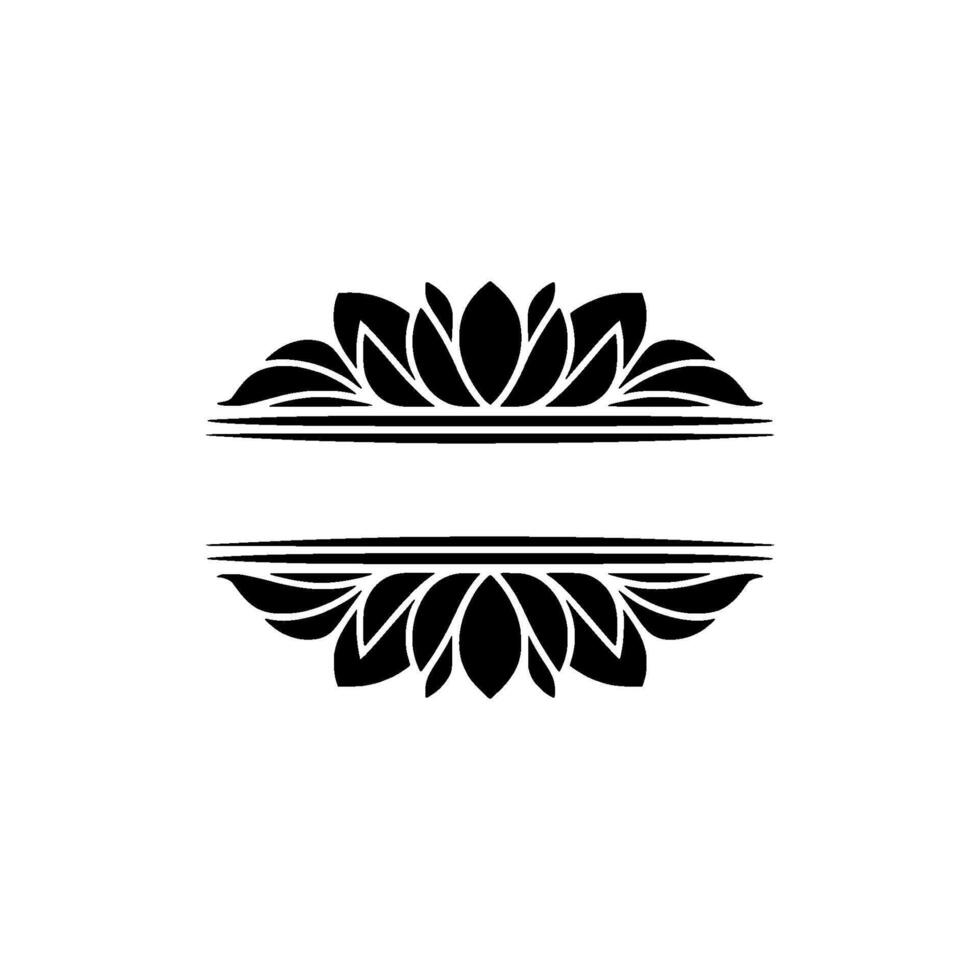 Elegant Black Lotus Frame on White, For Invitations, Logos vector