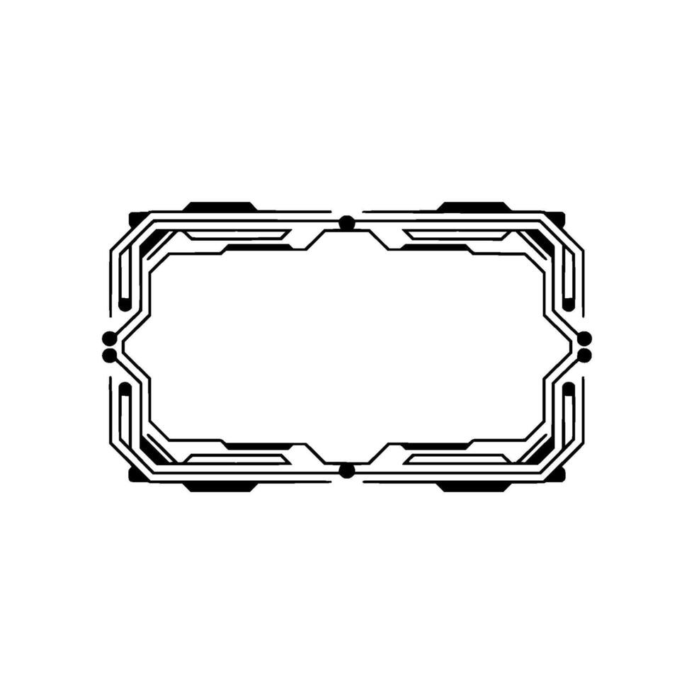 Futuristic Tech Frame Minimalist Black Circuitry on White Background vector