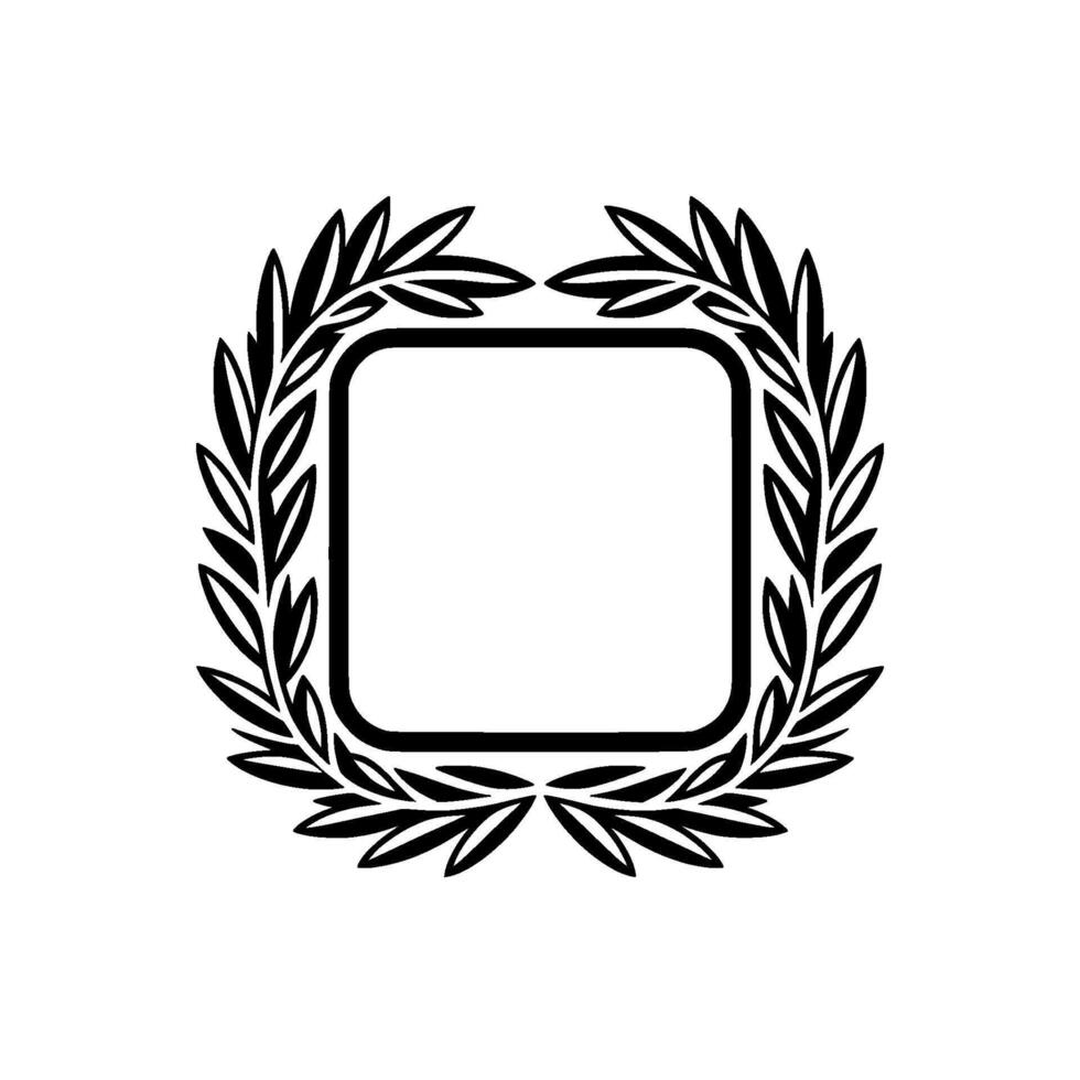 Black Laurel Wreath Frame on White Background vector