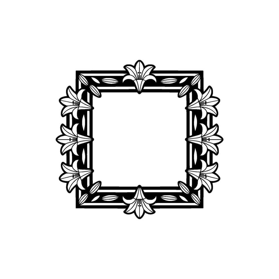 Black and White Floral Frame , Minimalist, Elegance, Blank Space vector