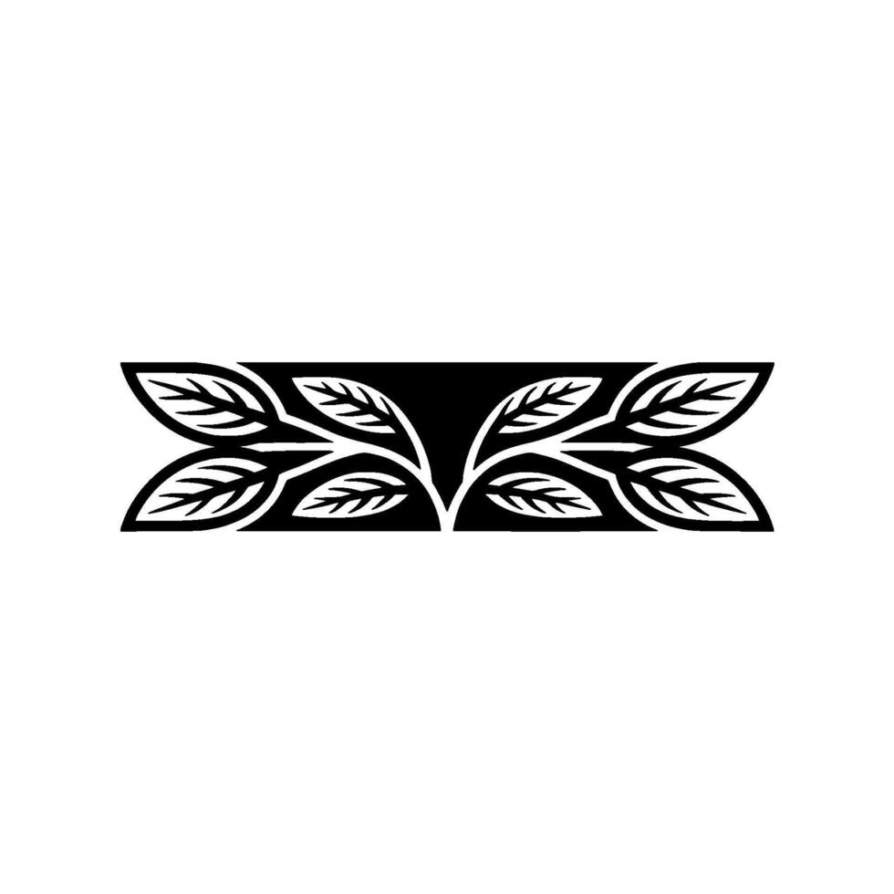 Minimalist Botanical Leaf Ornament, Black and White Illustration vector