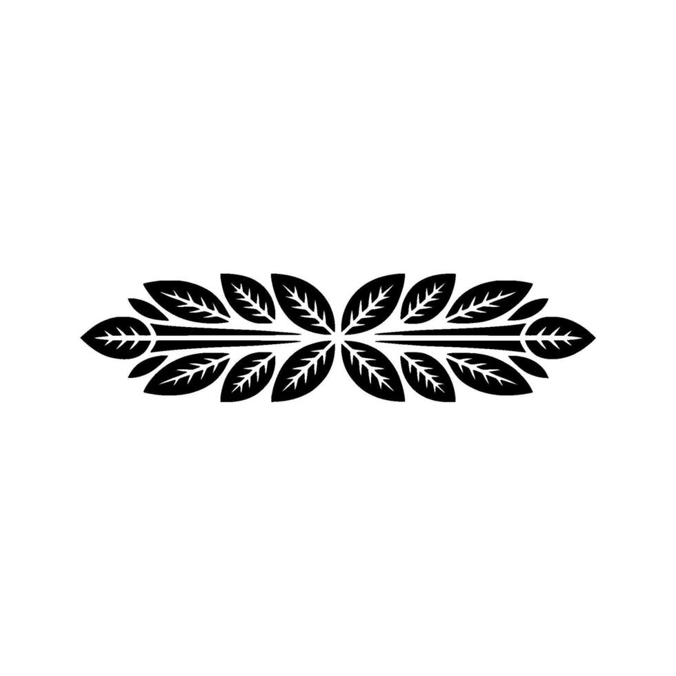 Elegant Black Leaf Ornament on White Background Minimalist vector