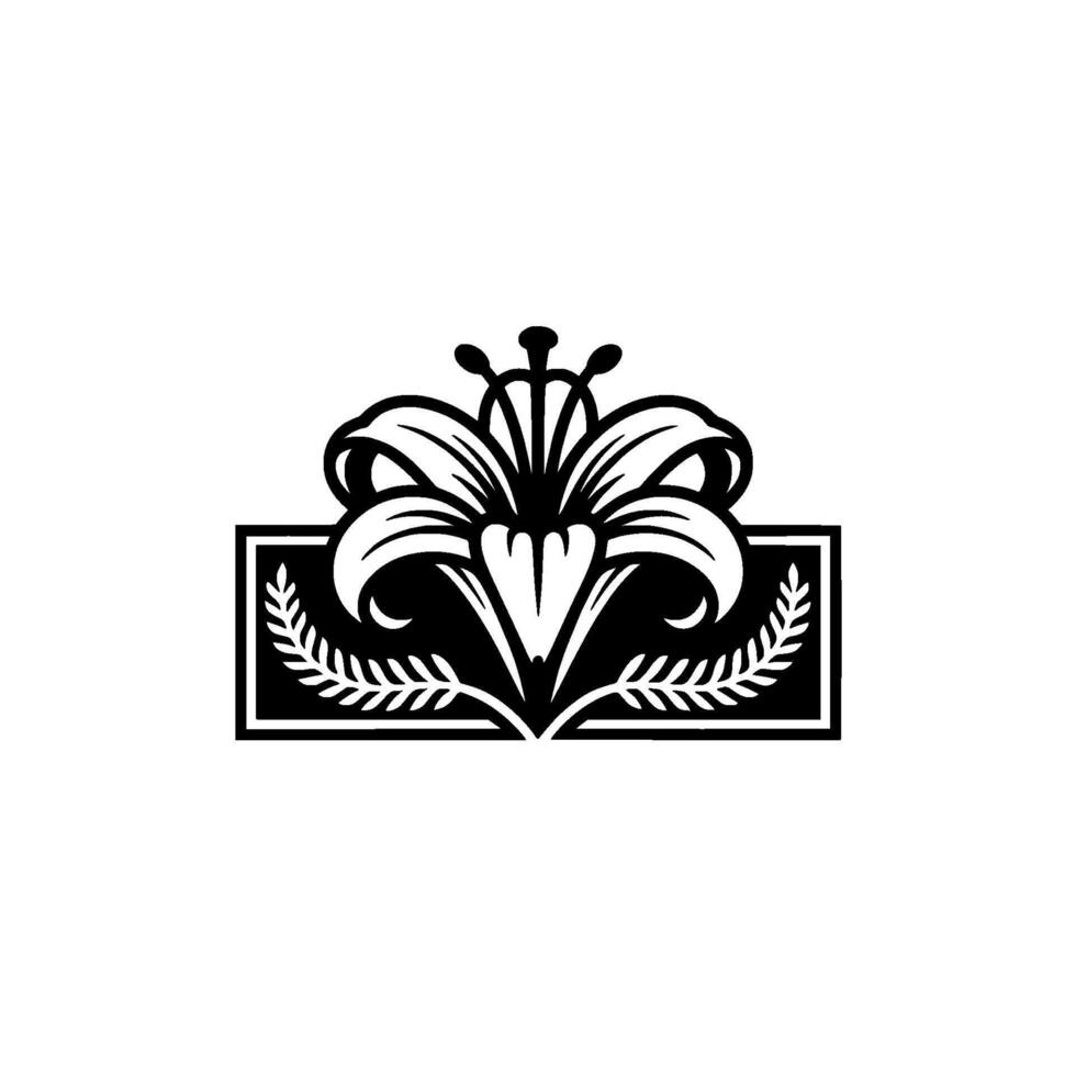 Elegant Black Lily Floral , Minimalist , Art vector