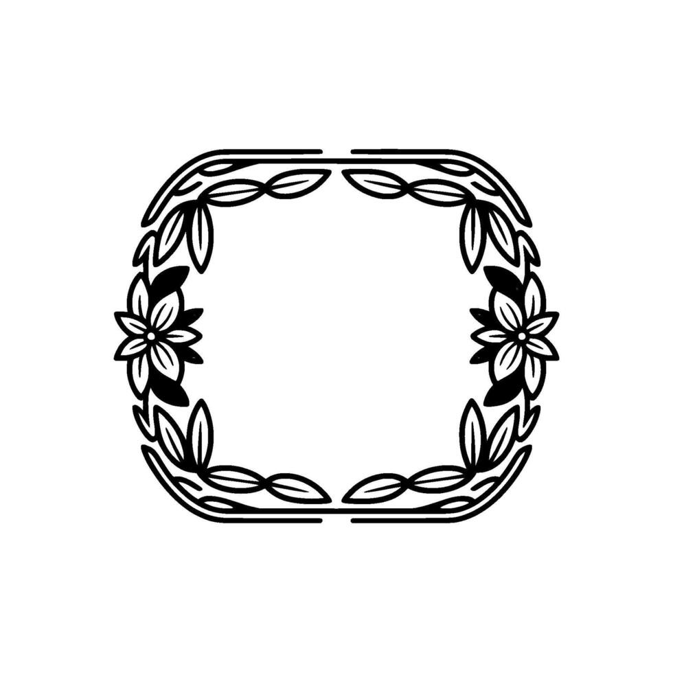 Botanical Floral Frame, Minimalist Line Art, Elegant Border vector