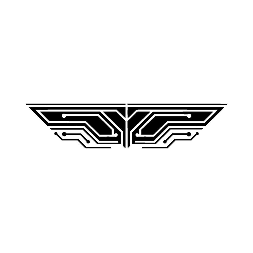 Tech Wings Minimalist Circuit Board on White vector