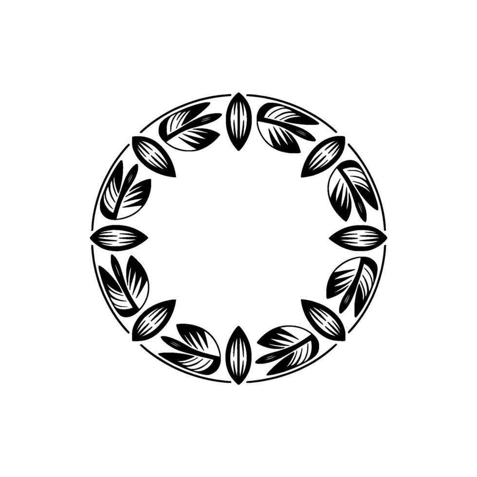 Minimalist Leaf Wreath on White Elegant vector