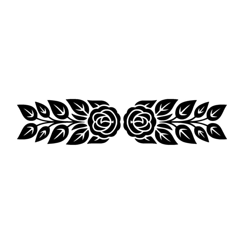 Elegant Floral Divider Black Rose Foliage on Folded Paper vector