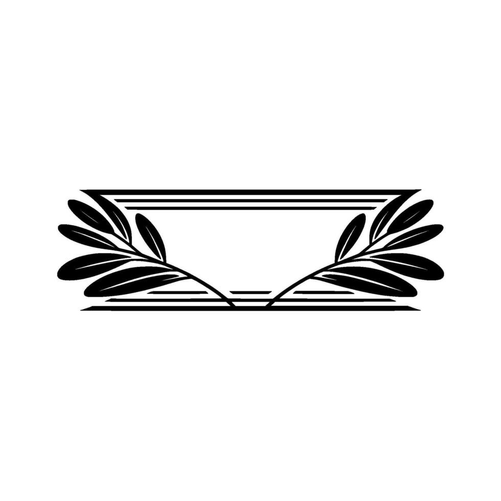 Elegant Black White Botanical Frame Element vector