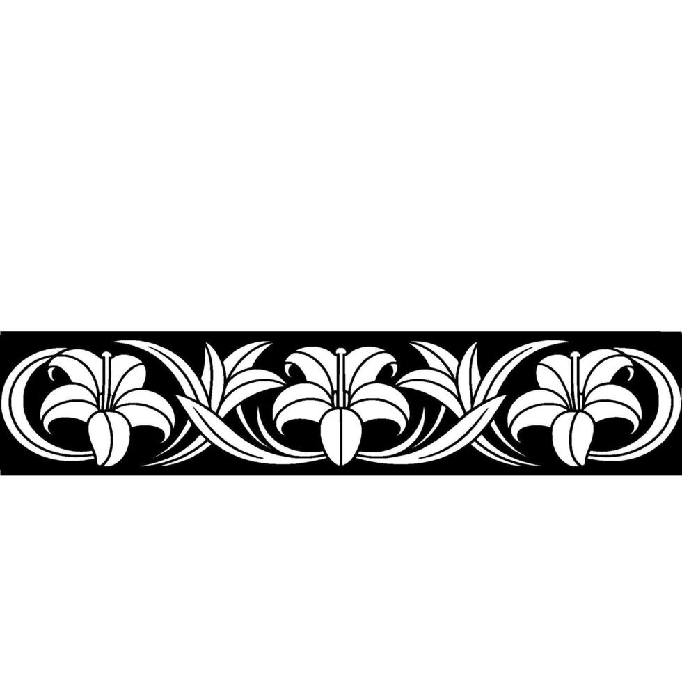 Art Nouveau Lily Border on Black Background vector