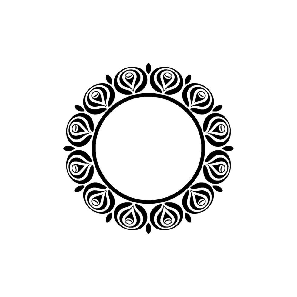 Black White Circular Ornament with Floralstyle vector