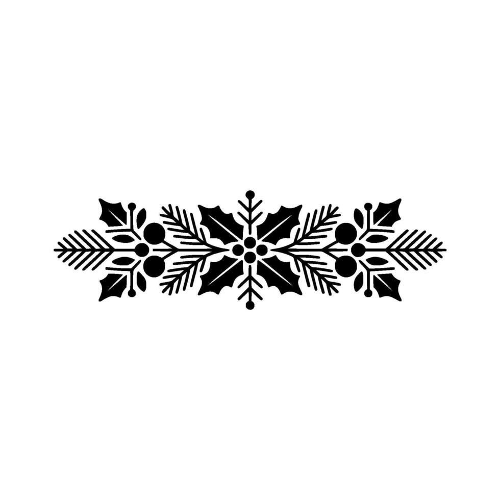 Minimalist Black Christmas Border Holly, Berries Pine vector