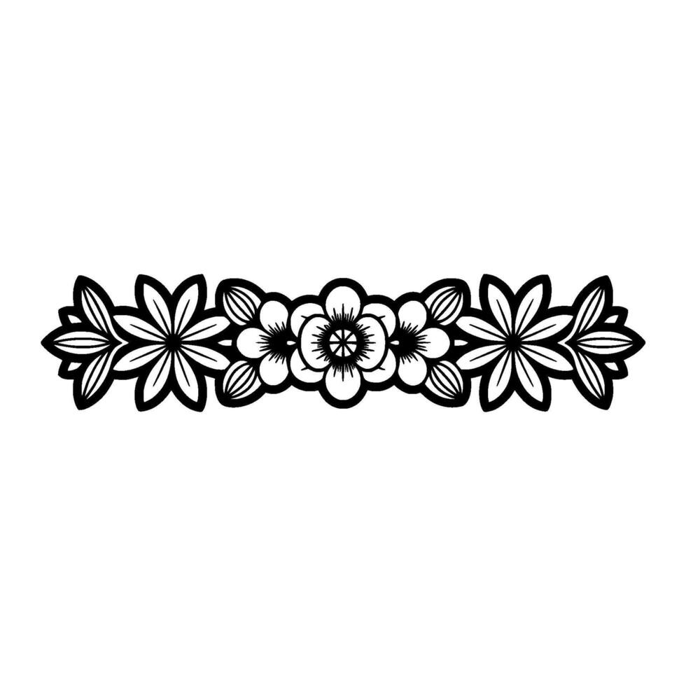 Floral Border Silhouette Elegant Black Flower on White vector