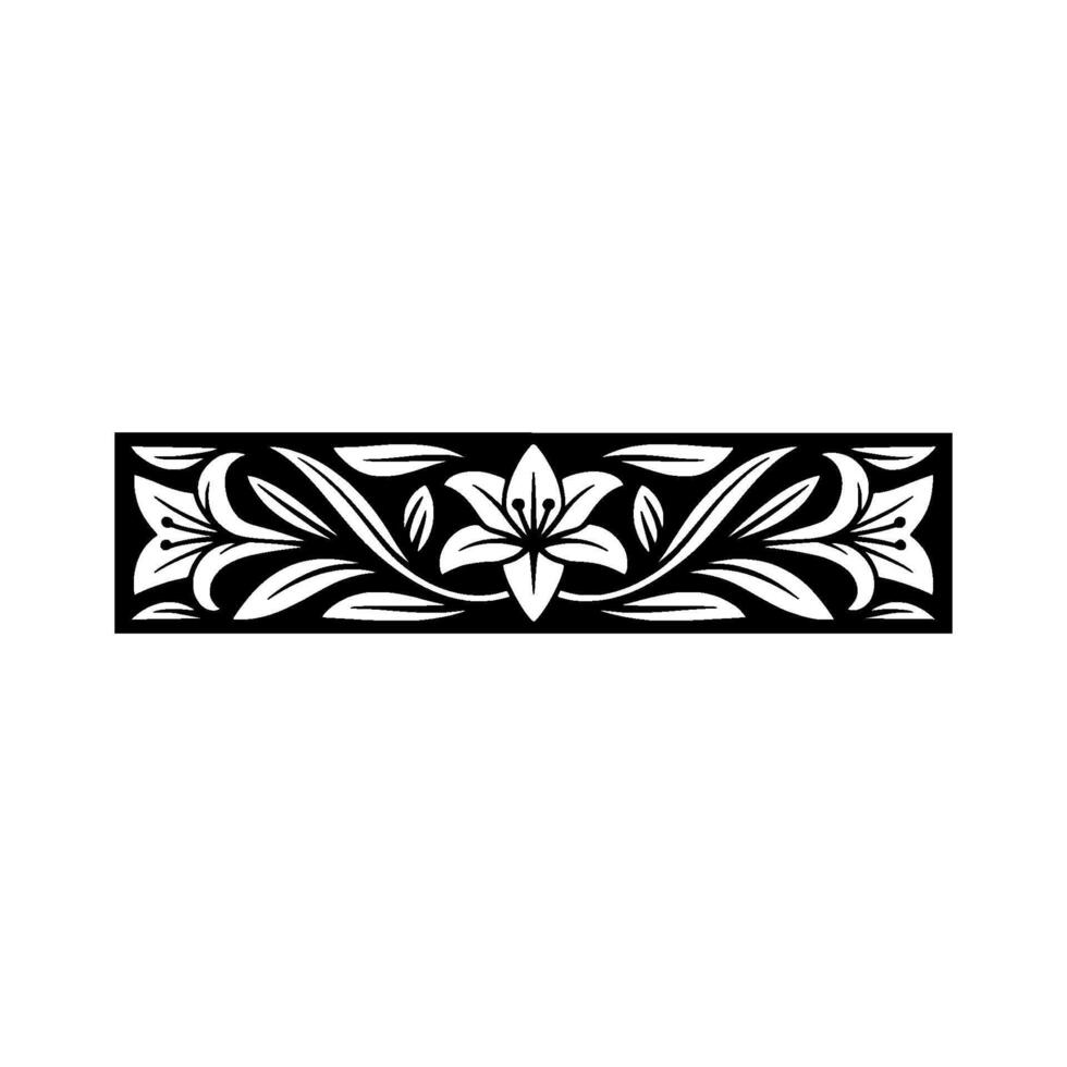 Elegant Lily Floral Border, Art Deco Style vector
