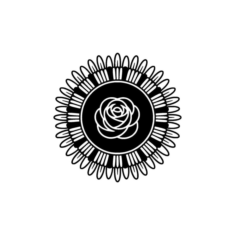 Elegant Black White Rose Mandala Illustration vector