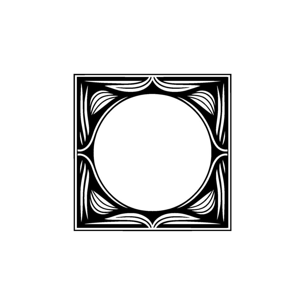 Art Decoinspired Black and White Frame with Circular Center vector