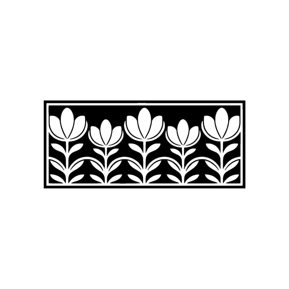 Floral Black and White Border , Geometric Pattern vector