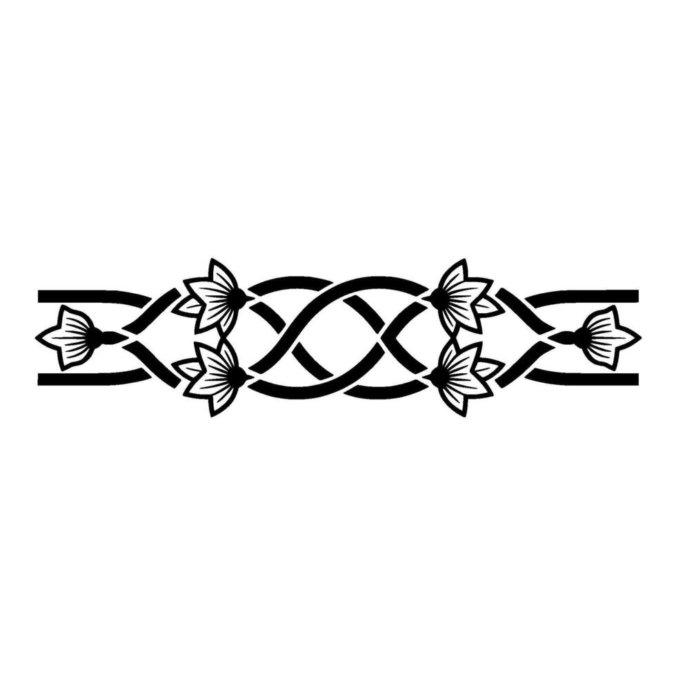 Floral Interlace Border, Minimalist Black White Ornament vector