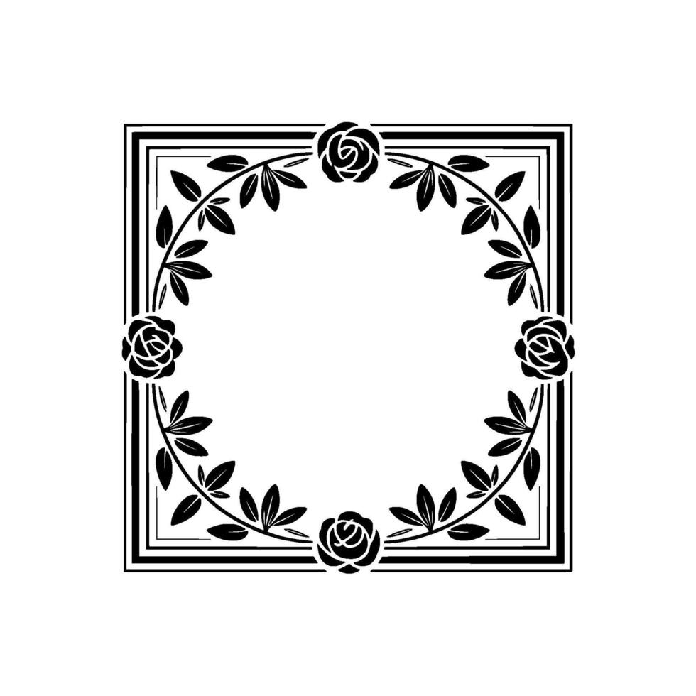 Elegant Black Floral Frame, Minimalist , Invitation Greeting Card Element vector