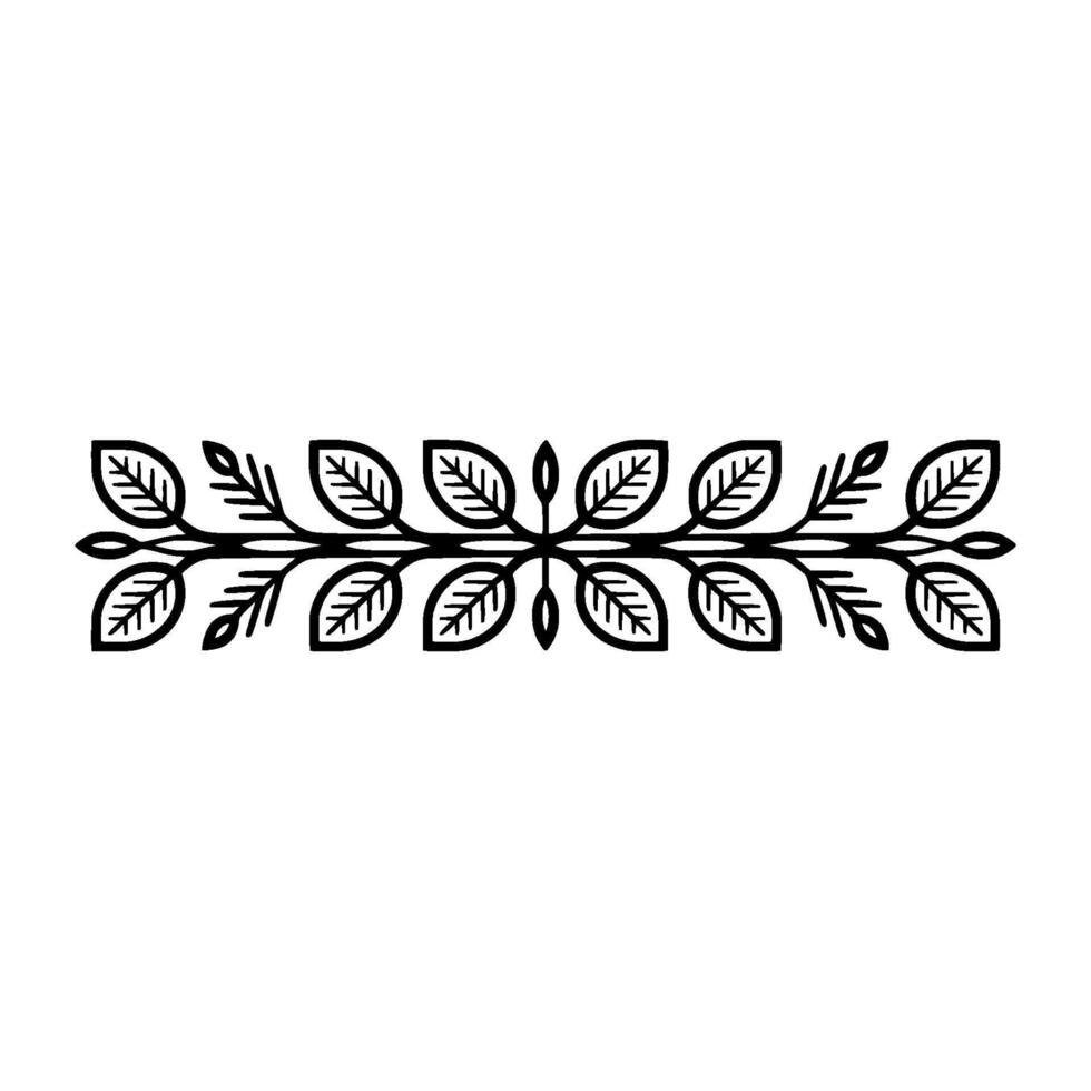 Minimalist Leafy Border Element on White Decorative vector