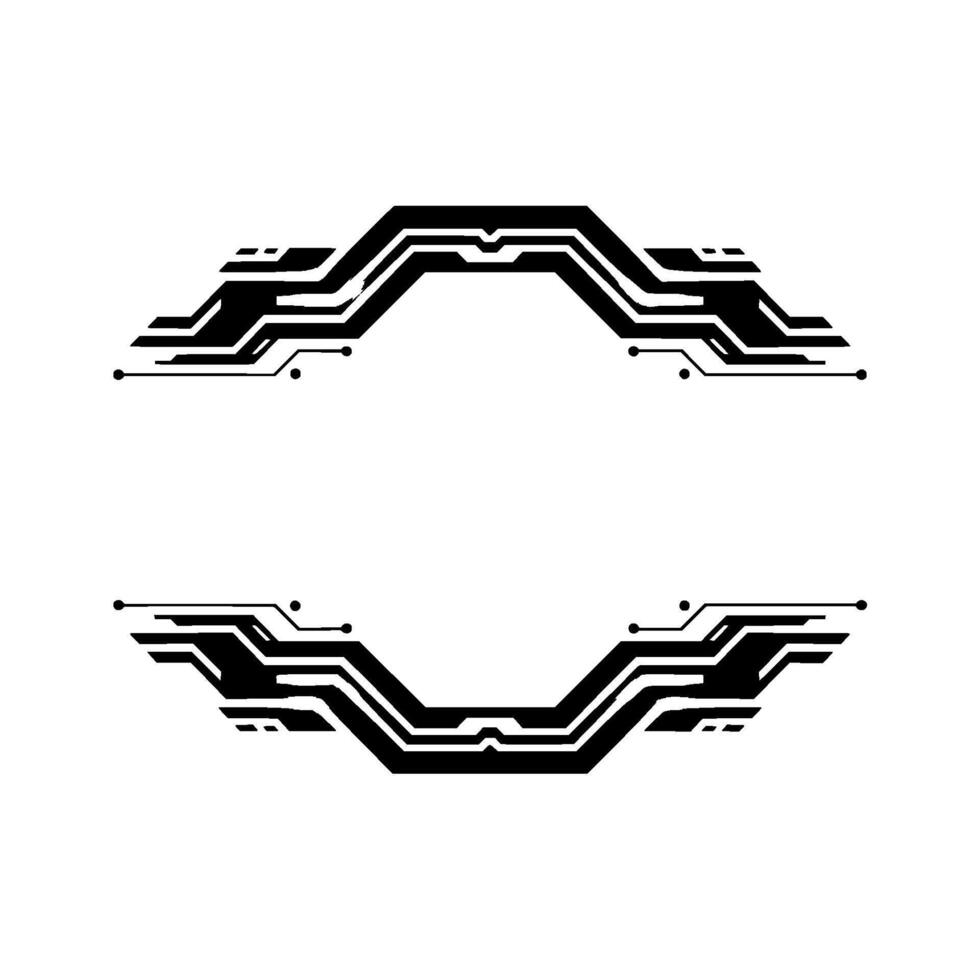 Futuristic Circuit Elements Black on White, Technology Background vector