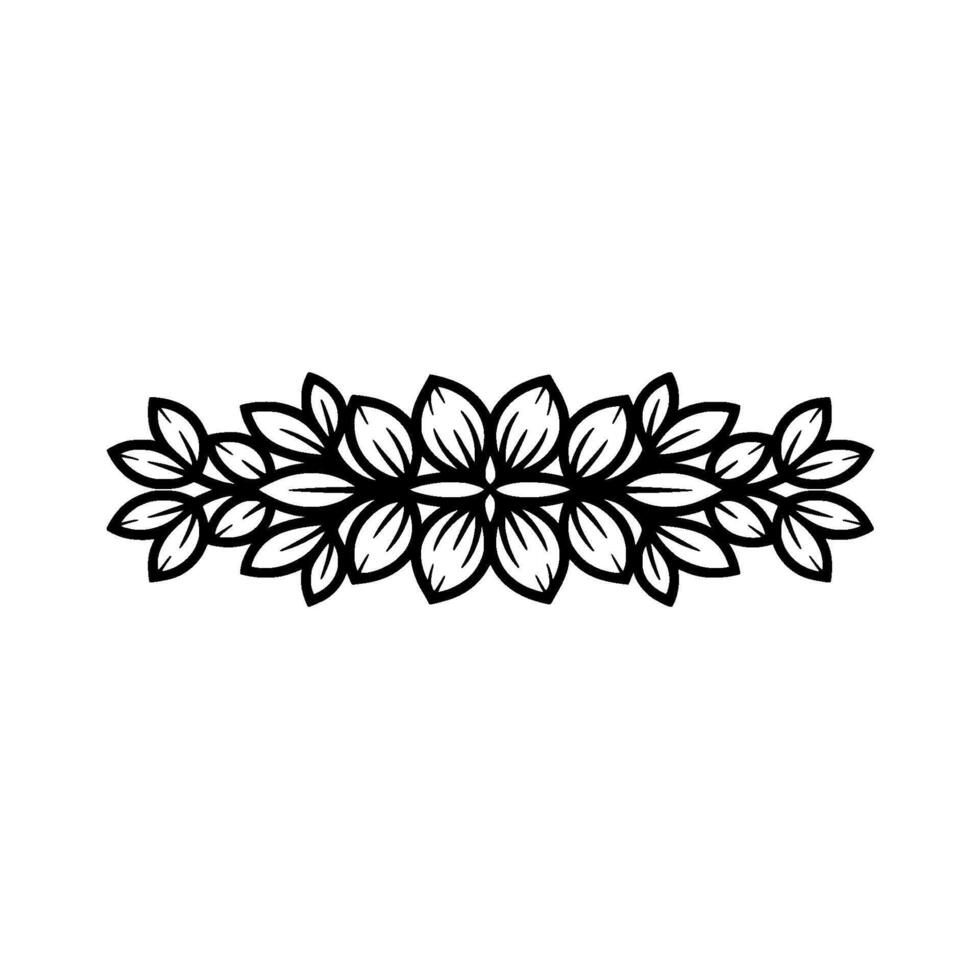 Geometric Floral Motif, Black and White, Minimalist vector