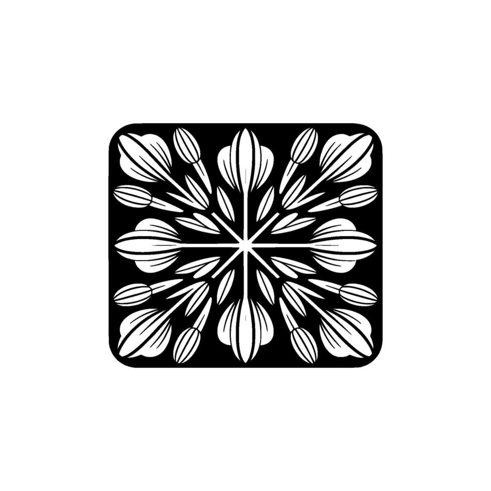 Geometric Floral Pattern, Black White, Modern Minimalist vector