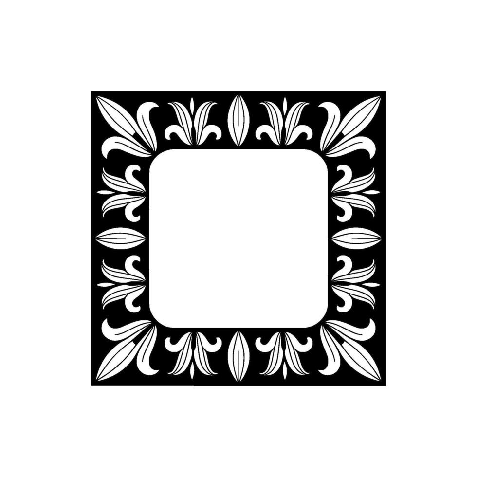 Black and White Floral Frame, Elegant , Empty Space vector