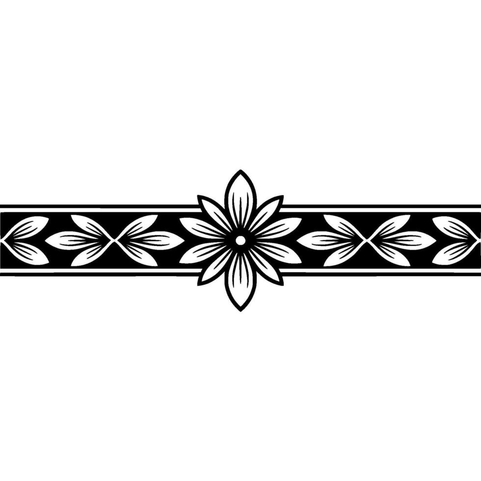 Floral Border Minimalist Black and White Pattern vector