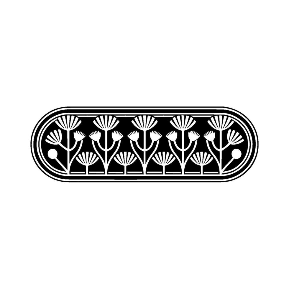 Geometric Floral Pattern Black White Minimalist vector